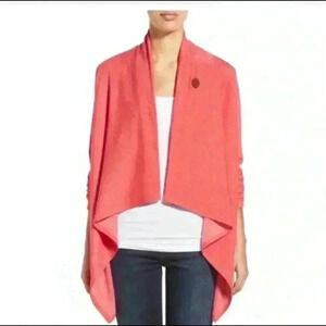 Bobeau one button wrap cardigan